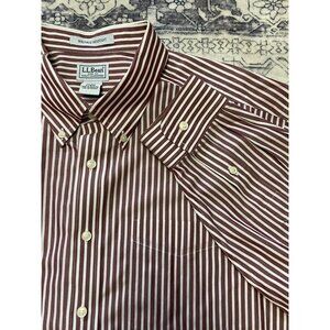 L.L.Bean Mens XL Wrinkle Resistant Stripe Button-Down Shirt 100% Cotton Classic